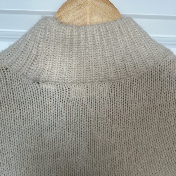 Anthropologie Sleeping on Snow Ivory Mock Neck Wool Embroidered Sweater Size M - Picture 4 of 13
